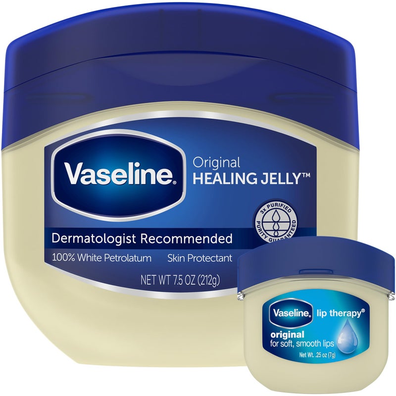 Vaseline Original Healing Jelly, Skin Protectant with 100% White Petrolatum + Original Lip Therapy for Soft, Smooth Lips - Image 1